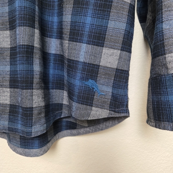 NWT TOMMY BAHAMA  Canyon Beach Flannel Cozy Check Men’s XXL Teal Bay Blue Color - Picture 4 of 16